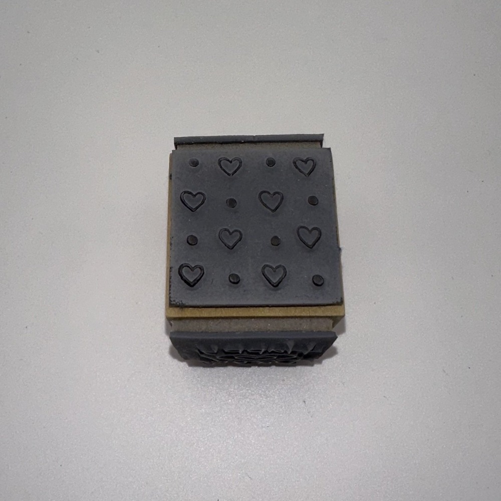 Stampendous Happy Day Heart Cube MTC12 Background Wood Rubber Stamp Art 4-Sided - Picture 5 of 8